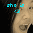 Pixelated face with open mouth and cyan text overlays showing variations of 'she is <3', '50000000 <3<3', and 'PREETTYYY <3<3<3' against black background.