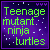 Pixelated green text on purple background with white dots and three purple symbols in top-right corner.