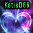 Pixelated icon with green text 'KatieDG6' over a purple-blue heart background, musical notes and cyan text 'Is Da', and pink 'Best!!!!!!' at bottom.