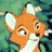 Pixelated cartoon fox with orange fur and white chest, large ears, wide eyes, and a small black nose, set against a greenish background.