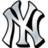 Pixelated black-and-white icon of a stylized 'NY' monogram with thick, rounded strokes and subtle gray shading on white background.