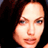 Pixelated close-up of a person's face with dark hair against a black background, rendered in low-resolution 256x256 pixels.