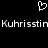 Pixelated white heart symbol above repeated text reading 'Kuhrisstin' on black background.