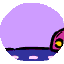 Animated sequence of a pink cartoon car driving across a purple sky and blue water background, showing motion from left to right.