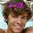 Pixelated image of a person with brown curly hair, showing two side-by-side views with different text overlays above the head.