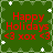 Green background with white star and triangle patterns, red text reading "Happy Holidays <3 xox <3" displayed in four identical quadrants.