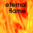 Animated icon with orange and yellow flame background displaying 'eternal flame' text in black pixelated font across three