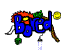 Animated contact sheet showing 12 frames of a cartoon character icon with blue text "Bored" and yellow smiley face, featuring running motion cycles across multiple rows.