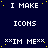 A static digital image displays repeated text in white pixelated font on a dark blue background with scattered yellow dots.