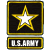 Static pixelated icon featuring a yellow-outlined white star on black background with gold border, below which is a gold-bordered rectangle containing "US ARMY" text in blocky white letters.