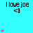 A static image with cyan background displaying repeated text "I love joe <8" and pink heart symbols in varying quantities.