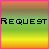 Animated icon with gradient background transitioning from pink to purple, displaying text 'REQUEST' then changing to 'ICON9', followed by vertical letters 'H E R E'.