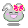 Pixel art bunny head with pink bow, green outline, and smiling expression showing four variations of mouth shape.
