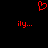 Red pixelated heart symbol above two identical red 'ily...' text fragments on black background.