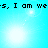 Pixelated text repeats across a bright cyan background with shifting light effects.