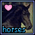 A 50x50 pixel animated buddy icon featuring a horse's head with a pink heart above it, displayed as two sequential frames in a contact sheet layout.