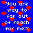 Blue background with white pixelated text reading "you are way to far out of reach for me:('" surrounded by red heart symbols.