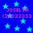 Blue background with light blue stars and repeated pink text 'JOSELYN' and '(35333333)' in pixelated font.