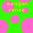 Green background with pink circles and yellow text reading 'meagon renee' in pixelated font.