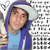 Pixelated image of a person wearing blue hooded jacket over light blue shirt, holding object near face with background of white and gray pixel blocks.