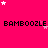 A static image with a bright pink background featuring repeated black text "BAMBOOZLE" and scattered white stars.