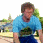 A 48x48 pixel buddy icon split into two frames showing a person in blue clothing on the left and green text "Original Icons .com" on a dark background on the right, with visible pixelation and dithering effects.