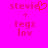 Pixelated text and symbols on a bright pink background with a red heart symbol replacing the 'e' in 'stevie' on the left side.