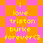 Pixelated text on a checkered background with alternating pink and orange squares, displaying 'i love tristan burke forever<3' in yellow.