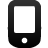 Black wireframe smartphone icon with rectangular screen area and circular button below, set against light gray background.
