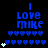 Blue pixelated text "I LOVE MIKE" above of blue and white heart icons on a black background, with animated changes in heart positions