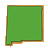 Green shape with brown and orange borders resembling New Mexico's outline on a gray background.