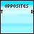 A 5x5 contact sheet of animated AIM buddy icons showing sequential frames with text "OPPOSITES ATTRACT" and evolving heart symbols on a light blue gradient background.