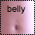 four showing a person's belly and navel with text labels 'belly' and 'button' above each