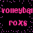 Pixelated pink text and dots on black background, repeating 'volleyball' and 'roxs' in two with scattered pink squares