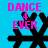 Four identical pixelated icons display pink text and black symbols on a cyan background with visible animation changes in symbol shapes.