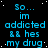Blue text on black background with white speckles, repeating 'So... im addicted && hes my drug' in a pattern with a gray rectangle in the bottom right