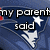 A pixelated image with blue background and white stars, displaying text in four sections: 'my parent said', 'i could be anything', 'sooo i became an', and 'ASSHOLE'.