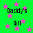 Green background with pink stars and repeated text 'Daddy's Girl' in black pixelated font.