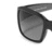 Black-framed sunglasses with gradient lenses displayed in a four- on white background