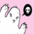 Pixelated icon with three ghost-like figures on pink background, one black-and-white skull in oval frame.