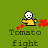 Animated contact sheet of a pixel art character throwing tomatoes with changing facial expressions and tomato splatter effects across 13 frames on green background.