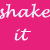Pixelated cartoon woman with curly brown hair in a pink dress, shown across with changing eye expressions under text reading 'shake like polori... it a picta...' on bright pink background