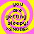 Four identical display a yellow spiral on pink background with black text reading "you are getting sleepy! *SNORE*" in pixelated font