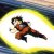 Pixelated figure in red and brown clothing with dark hair, posed dynamically against a bright yellow and white background with blue and green edges.