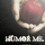 Two hands cupping a red apple against a dark background with white text reading HUMOR ME below.