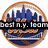 Circular pixelated icon with orange border showing blue city skyline and water, overlaid by black bar with white text reading 'cool n.y. icons' in blocky font.