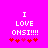 Pixelated text on bright pink background with red hearts, showing 'I LOVE ONSI!!!!' in white block letters and heart symbols changing position.