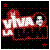 Pixelated static icon featuring a stylized red and white figure with flowing hair against a black background dotted with small colored squares, framed by red star shapes at top-left and bottom-right corners.
