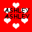 Red background with white heart shapes and repeated black text 'ASHLEY' in pixelated font.