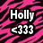Six identical display 'Holly <333' text over vibrant tiger-stripe backgrounds in pink, green, orange, purple, yellow, and blue